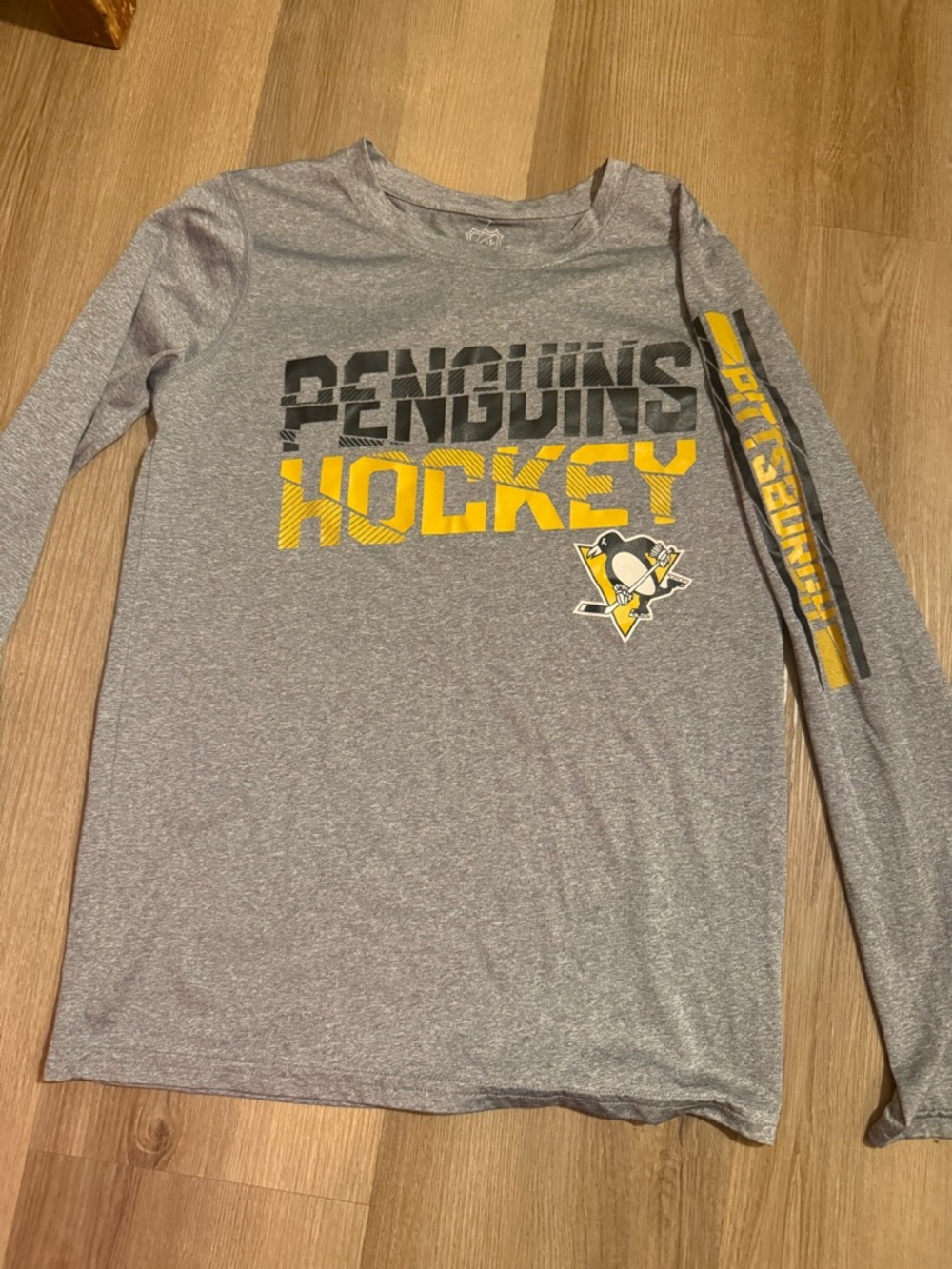 NHL Gray Crewneck Hockey Tee with Black Print
